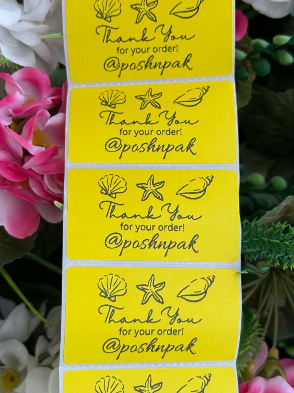 NEW DESIGN! 🐚50 Custom Thank you stickers- 2.25 x 1.25 rectangle seashells